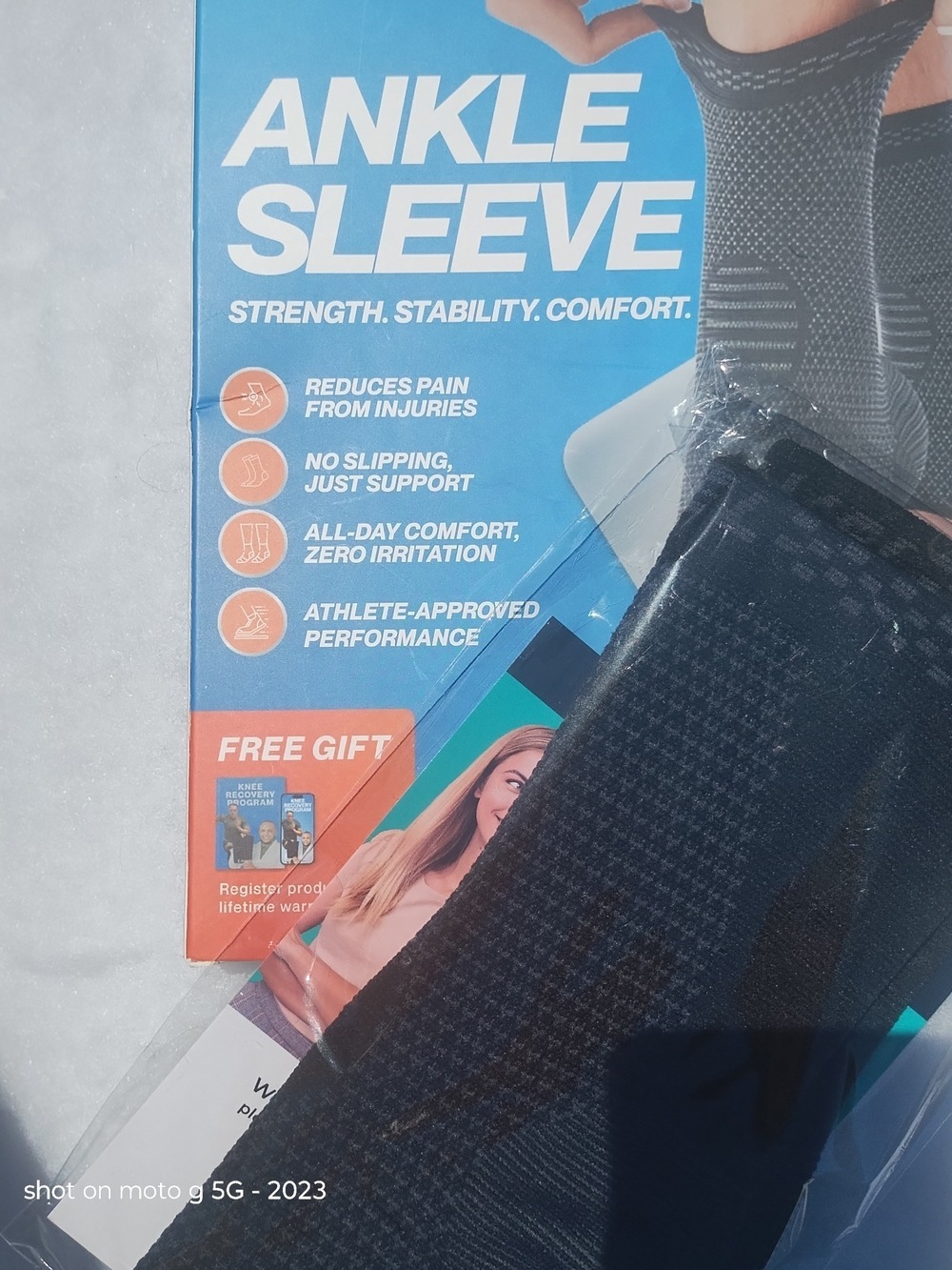 Ankle Sleeve Compression Support - Black Athletic Sleeve for Women 1 Pair